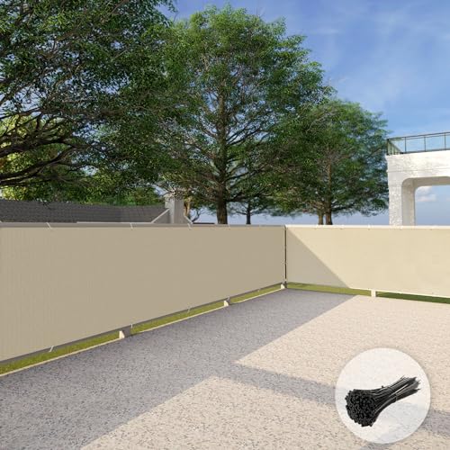 Patio 3' x 50' Balcony Privacy Screen Apartment Railing Covers Fence Panels for Outdoor, Temporary Fencing for Porch Deck Backyard Net Mesh with Zip Ties, Beige