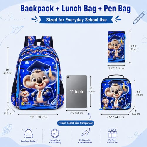 Image of AGSDON 3PCS Backpacks for Girls, 16 inch Elementary Kids Backpack Preschool School Bookbags and Lunch Box