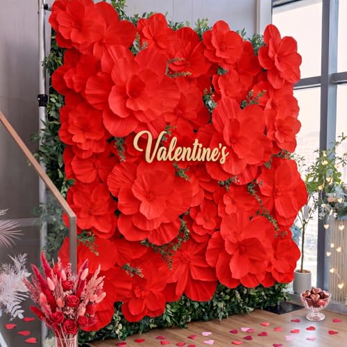 Humyoun Giant Paper Flowers Artificial Large Paper Flower Decoration for Handcrafted Wall Backdrop Christmas Mexican Wedding Graduation Bridal Shower Birth Party Supplies(Red,12 Pcs)