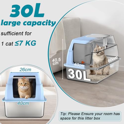 Bac à litière pour chat en acier inoxydable pour maison propre