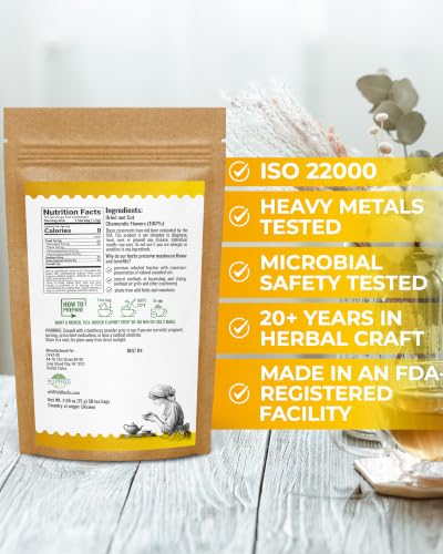 Image of 50 Bags Chamomile Flowers Herbal Tea (Matricaria Chamomilla) - 50 Count 1.5g Bags Dried Chamomile Flower Herb Tea
