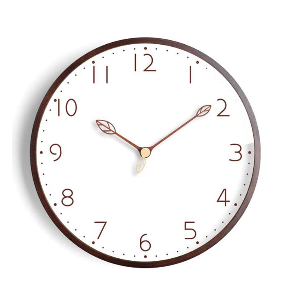 Horloge murale salon en noyer de 16 pouces au design épuré et finitions haut de gamme
