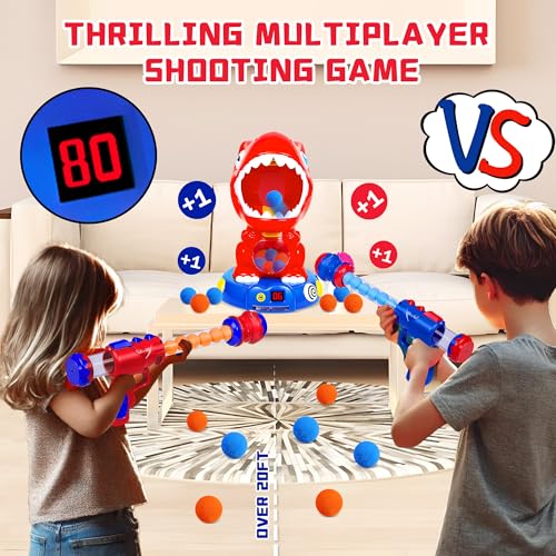 Jouet de tir Dinosaure pour garçons 4-6 Ans+ – Cibles Mobiles, Effets sonores et vaporisation, Dinosaure pour Enfants 3-7 Ans avec 2 Pistolets et 24 balles en Mousse, Cadeau garçon 5 Ans et Filles – Image 3