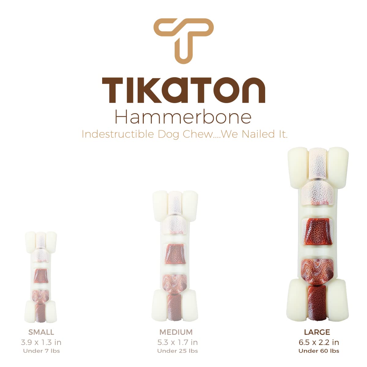 Tikaton Hammerbone – Langlebiges Hundespielzeug Für Aggressive Kauer, Rindfleischgeschmack, Größe M