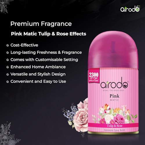 Image of Airodo Automatic Air Freshener Automizer Refill (Tulip & Rose 235ml) + Pocket Gel Mix - 40g (Assorted 2 Floral and 2 Cirtus)| For Home & Office | Long Lasting Fragrance