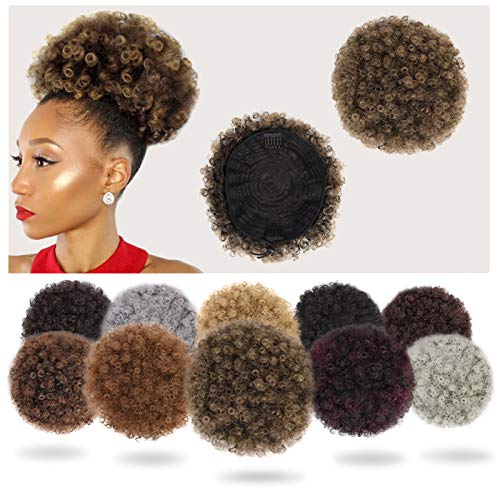 Stamped Glorious Afro Puff Drawstring Ponytail Synthetic Short Afro Kinkys Curly Afro Bun Extension Hairpieces (T27)