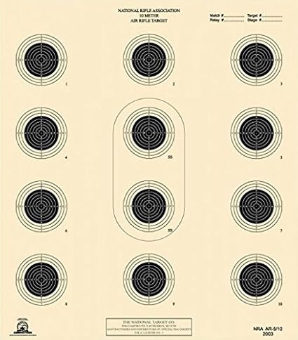 amazon com official nra air rifle target ar 5 10 10 meter 100 count sports outdoors