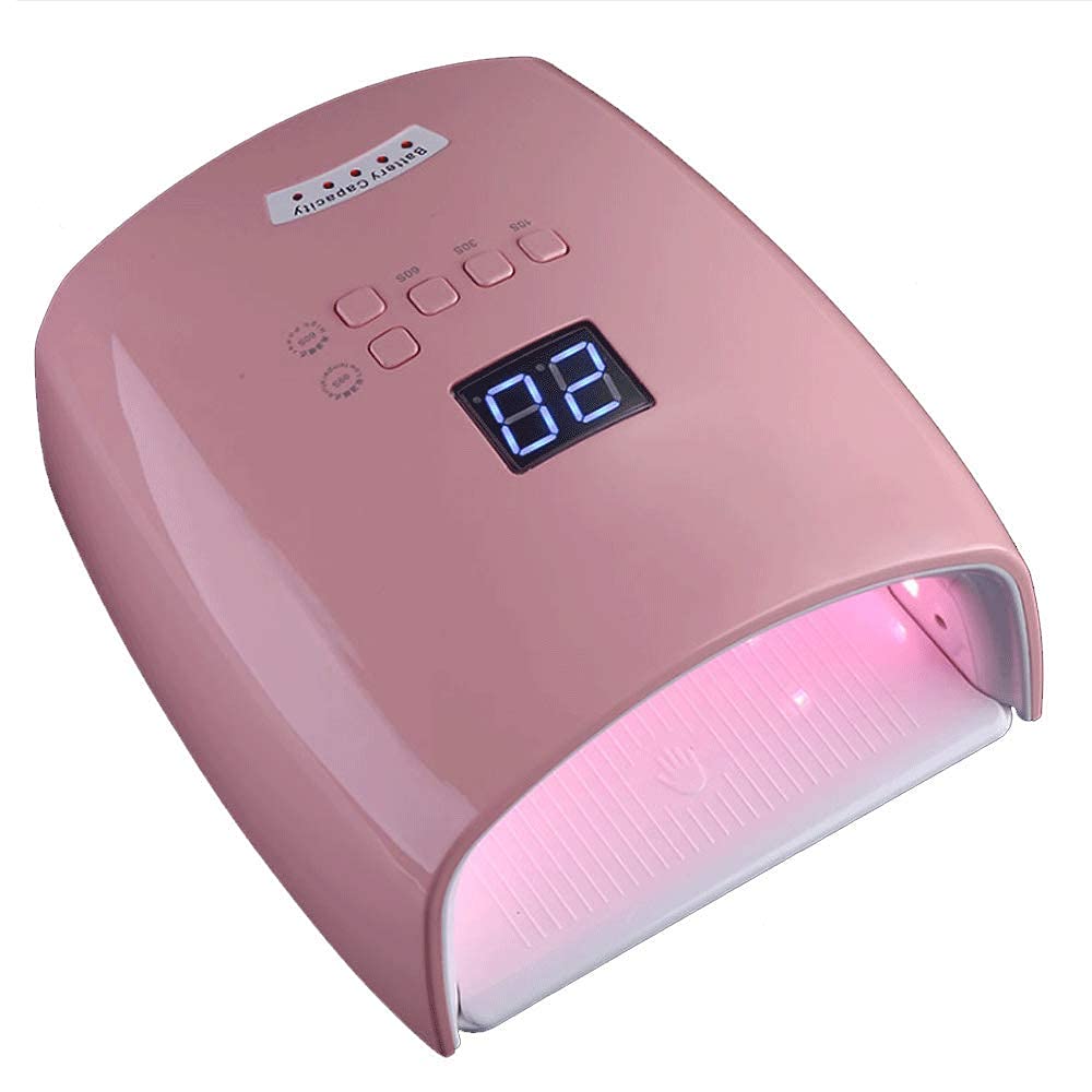 Lampada per Unghie a LED UV Ricaricabile da 48 W, Lampada per Unghie in Gel Cordless PRO Lampada per Unghie Wireless per Essiccatori per Unghie, Strumenti per Nail Art per la Casa e Il Salone, Rosa