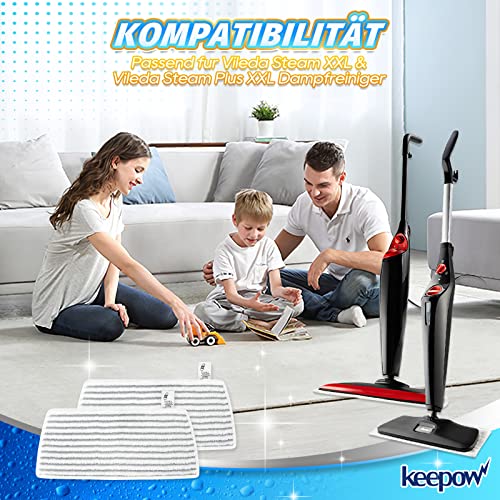 KEEPOW 2 Stück für Vileda Steam Plus XXL Dampfreiniger Ersatzbezug, Ersatzbezug Mit kräftigem Schrubberstreifen für Vileda Dampfreiniger Ersatzbezüge XXL (Kleine Menge Testset)