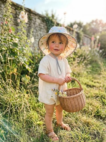 Image of icolor Kids Sun Hat UPF50+ Sun Protection Bucket Hat Toddler Summer Beach Play Hats with Neck Flap for Girl Boy Ages 3~10