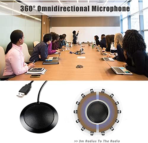 GOBEST USB Microphone for Meeting Business Computer PC, Laptop,Desktop,Mac & Macbook, Portable Table for for Online Chatting, VoIP Calls, Online Meeting, Video Conference(Black)