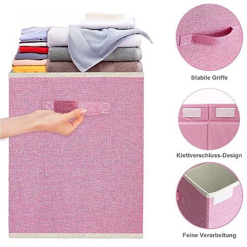 VERONLY Spielzeugkiste Aufbewahrungsbox mit Deckel Kinderzimmer- 83L Faltbar Groß Spielzeug Aufbewahrung Kinder karton mit Griffen für Mädchen Kinderzimmer Bücher Schlafzimmer(62x33x40cm, Rosa)