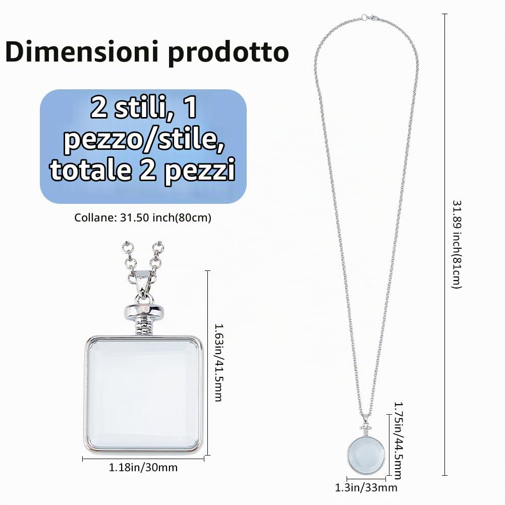 SUPERFINDINGS 2 Pezzi 2 Stili Medaglione Porta Foto Con Ciondolo Medaglione Apribile Con Collana Ricordo Fai Da Te Ciondolo Quadrato Con Medaglioni Con Vetrina Foto Medaglioni Charm
