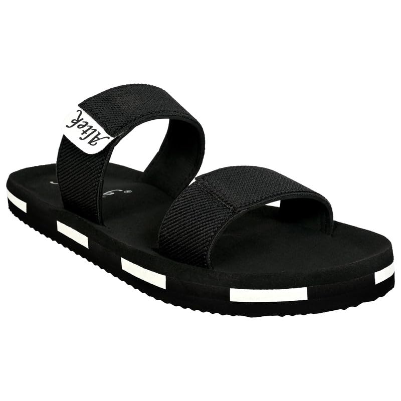 Men's TPR Eva Lining Anti Skid Fashionable Double Strap Comfortable Sole Casual Black Flipflop-image-7