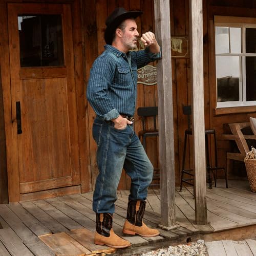 Image of IUV Cowboy Boots for Men Suede Square Toe