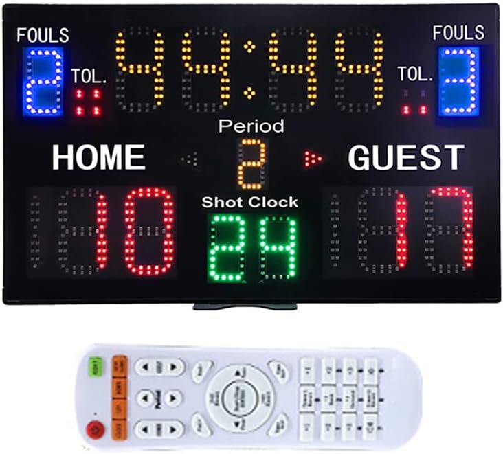 LED Basketball Digital Scoreboard, 15 Digit Game Training Electronic Scoreboard, with 2.4G Remote Control, Buzzer, Countdown Timer and Game Score,