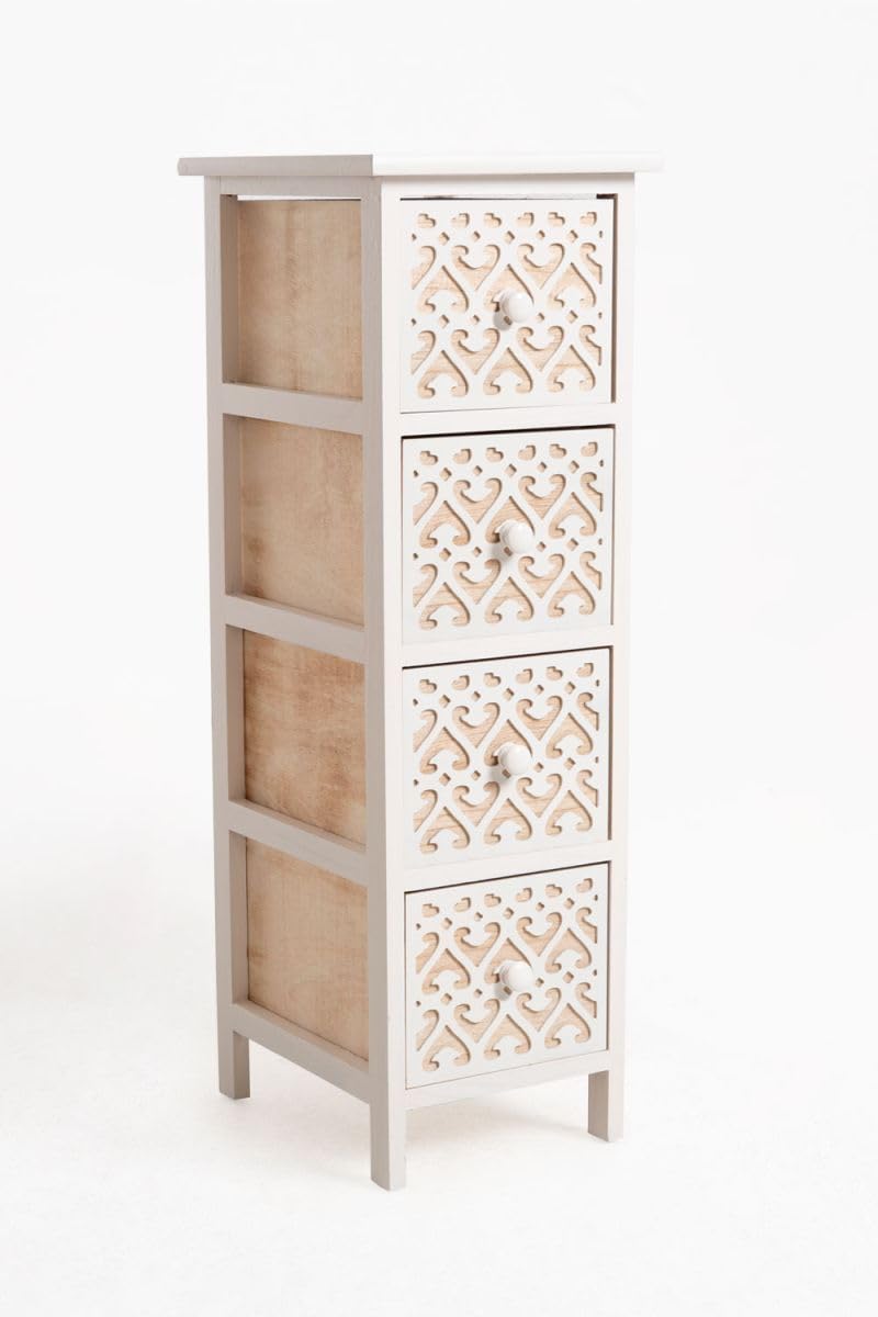 Regalos Miguel - Muebles Auxiliares - Mueble Auxiliar Cloak Blanco Estrecho 4 Cajones
