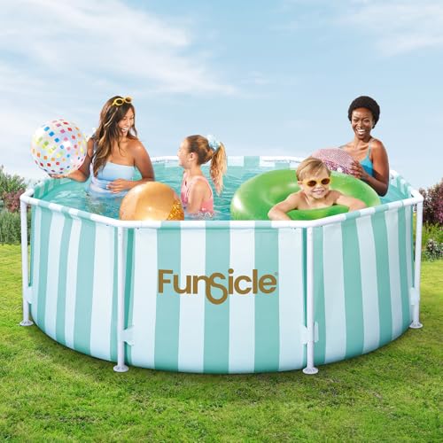 Funsicle 8\'x 30\" Activity Designer Above Ground Pool & Pump, Hotel Stripes, Age 6 & up