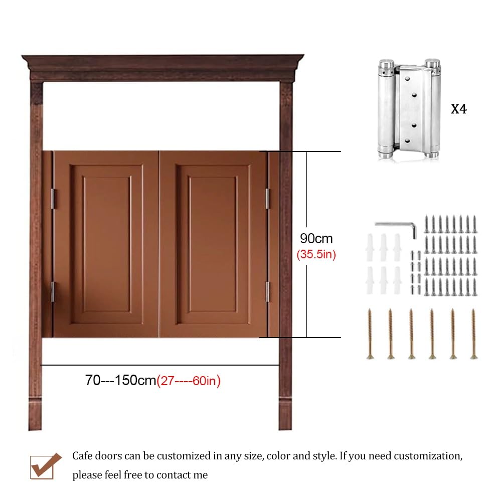 Porte Battante W70-150cm Double Porte Saloon En Bois Massif Avec Charnières Portes De Café Séparation 2 Vantaux Pour Entrée Cuisine Salon Bureau(White,W70*H90cm)