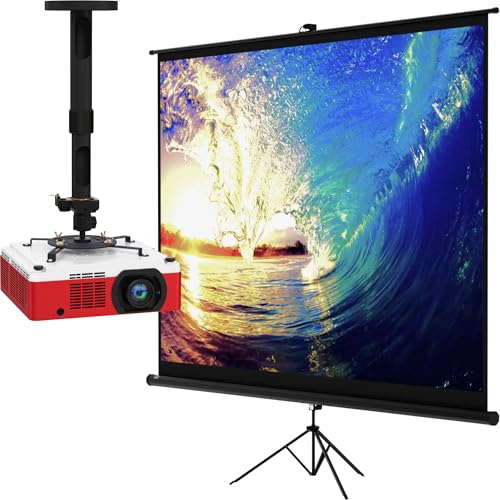Pantalla para proyector de 120 pulg con soporte y montura
