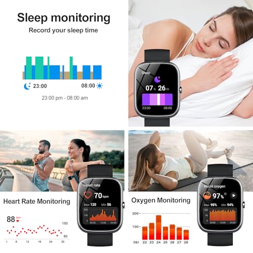 Weurghy T70 Smart Watch For Men/Women With Call/Text Reminder, 1.91 Inch Hd Touch Screen Fitness Watch With 113+ Sport Mode, Activity Tracker Heart Rate/Sleep/Spo2/Steps/Calories Monitor, Smartwatch For Android Ios thumb #2