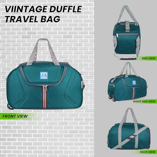 Image of M MEDLER Jerry Duffle Bag | Waterproof Strolley Duffle Bag | 2 Wheel Duffel Bag | Luggage Bag with Adjustable Strap - (Turquoise)