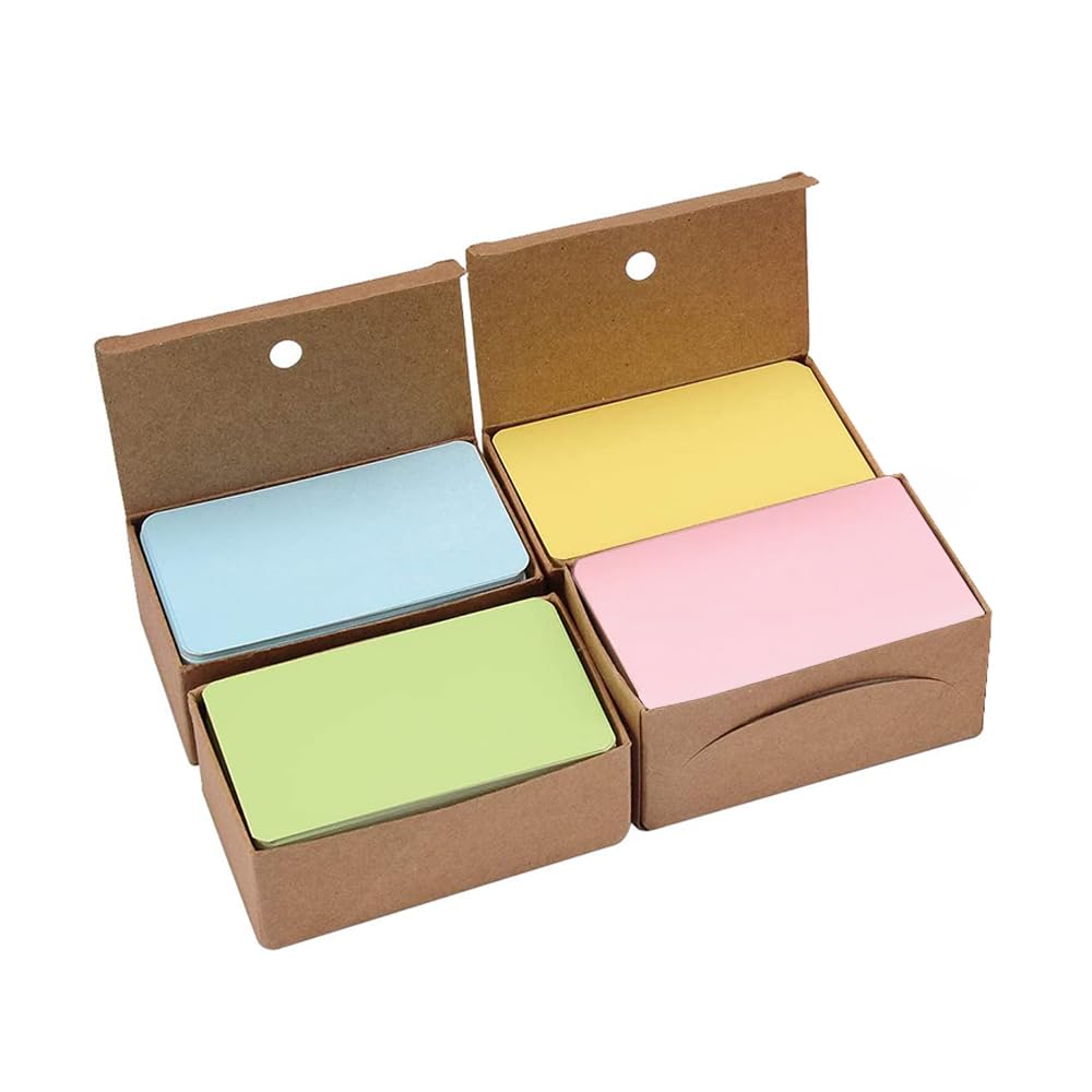 Cyleibe 400 Pieces Blank Business Paper Cards, Multicolor Kraft Paper Cards Messsage Cards Note Cards Color Memory Cards for Learning Study Playing, 4 Colors Small Business Supplies