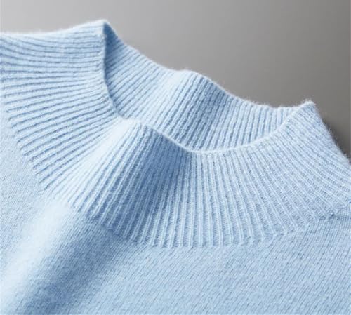 Men's Seamless Wool Knit Pullover - Spring Half High Neck Basic Casual Business Sweater 5