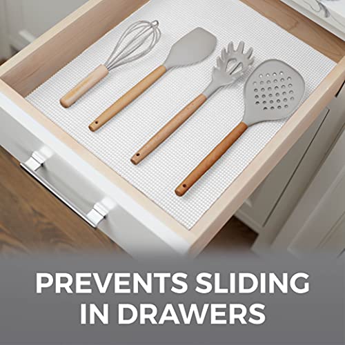 HOME GENIE Drawer Shelf and Cabinet Liner, Durable with Strong Grip, 20 Inch x 20 FT, Non Adhesive Liners Protect Kitchen Cabinets and Cupboard, Bathroom Drawers and Shelves, Desks, Pure White