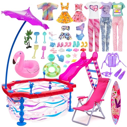 Jouets de natation pour poupée de 29,2 cm compatibles Barbie avec chaise longue