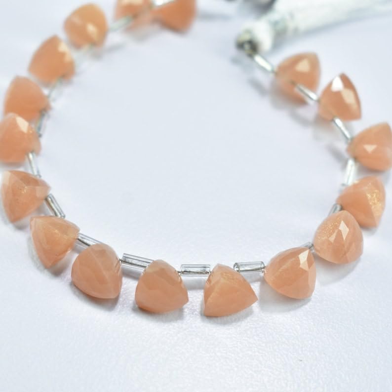 Naturalny brzoskwiniowy kamień księżycowy, trylion fasetowanych koralików, 7,5-8 mm, długość 15 cm, do produkcji biżuterii, koraliki z kamieni szlachetnych do naszyjnika, bransoletki