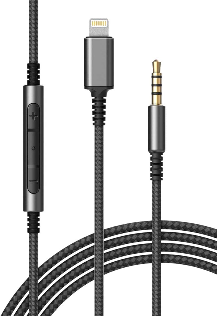 Thore (Apple MFi Certified) Replacement Headphone Cable with iPhone Lightning Connector (3.5mm) Audio Aux Cord with Mic & Volume Control Remote (Compatible with Beats/Sony/Sennheiser and Audio Tech)