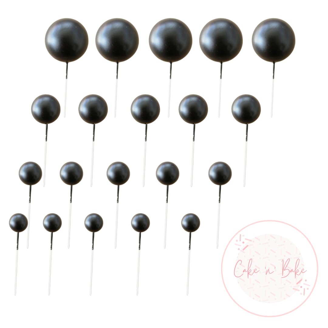 Cake N Bake Faux Coloured Polystrene Topper Ball Spheres (Black)