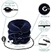 DaviSMART Cervical Neck Traction ✮ Effective Neck Pain Remedy at Home ✮ Inflatable & Adjustable Neck Stretcher Collar Device + Eye Mask Bonus (Dark Blue)