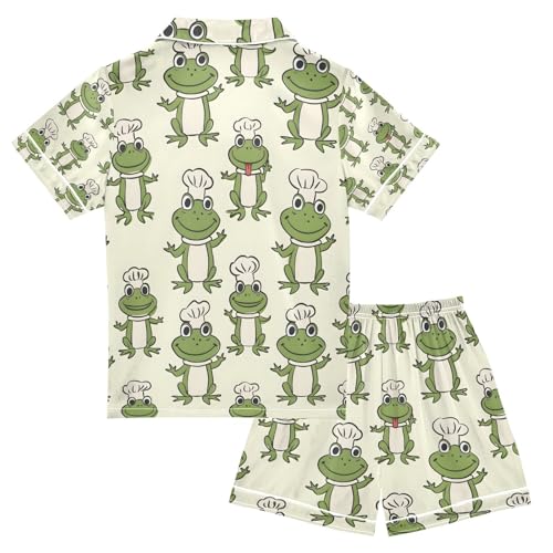 senya Chef Frog 1 Satin Summer Pajama Sets Silk Short Sleeve Button Down Sleepwear2