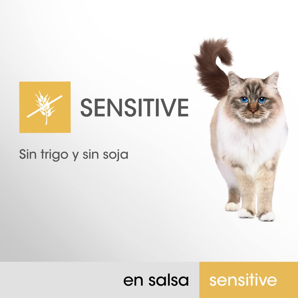 Mars Sensitive Comida Húmeda Natural para Gatos Adultos Sabor Pollo y Salmón (13 Paquetes x 4 Sobres x 85g)