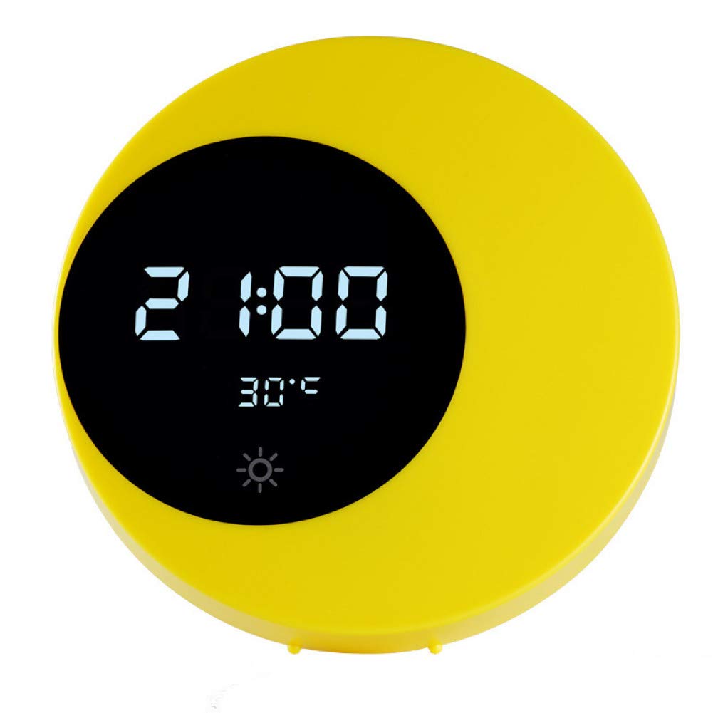 MINTUAN 3D Led Half Moon Night Clock Light Usb Charging Alarm Light Touch Dimming Brightness Time Temperature Display