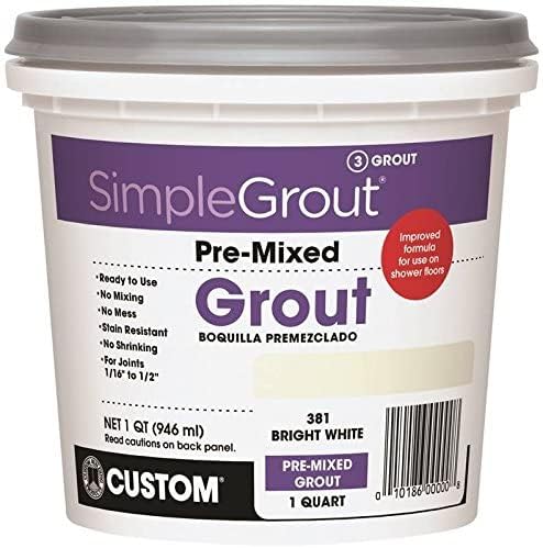 Custom CUSTOM-PMG381QT-1, Bright White PMG381QT 1-Quart Simple Premium Grout, 32 Fl Oz