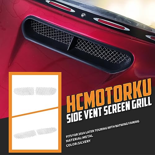 Image of Motorcycle Mesh Fairing Intake Vent Screen Grill Cover Fit for Harley Touring Electra Glide Street Glide Tri Glide Ultra Classic 2014-2023 (Chrome-B)