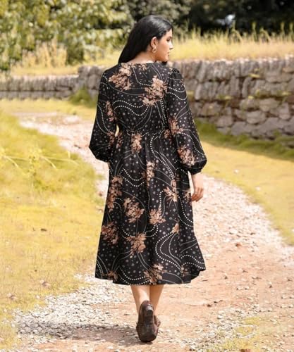 Image of TIYOMI Womens Plus Size Dresses Fall Long Sleeve Maxi Dresses V Neck Floral Spring Party Dress with Pockets XL-5XL (14W-28W)