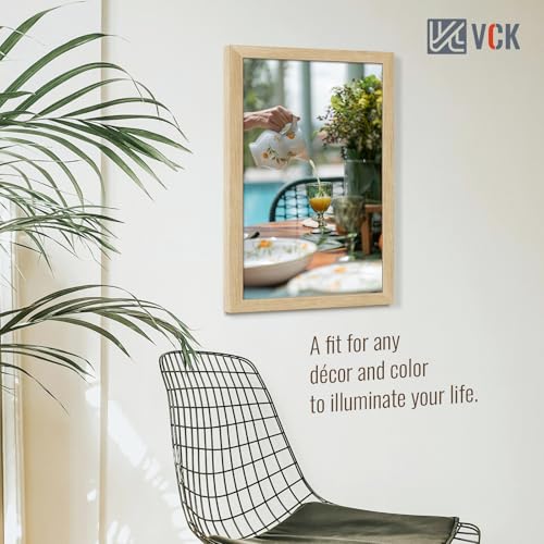 Image of VCK 14x24 Frames 3 Pack, Natural Poster Frame MDF Wood with Polished Plexiglass, Wall Mounting Horizontal & Vertical Display