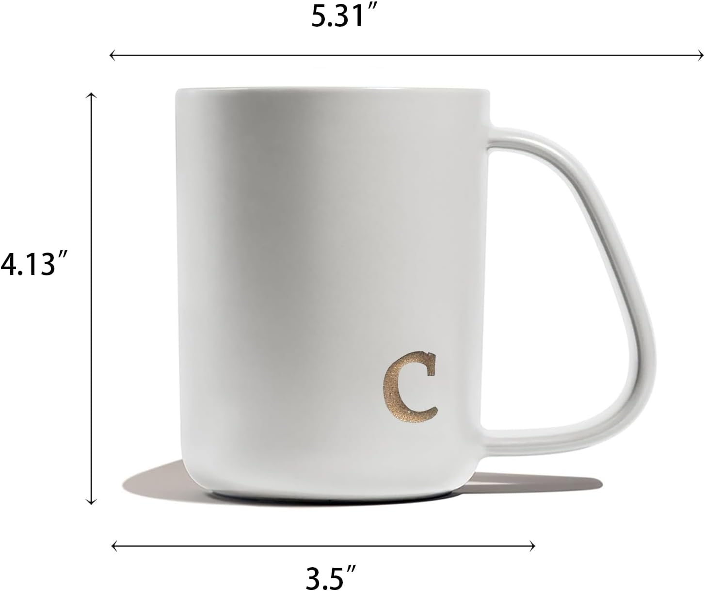 COLLECTIVE HOME - Ergonomic Handle Ceramic Mug, 15 oz Personalized Coffee Cup with Golden Initial, Microwave & Dishwasher Safe, Elegant Monogram Tea Mug in Gift Box for Home & Office (White-c) - Image 2