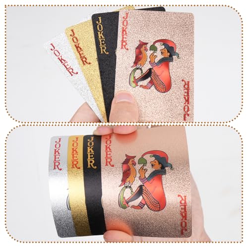 4 Decks, wasserdichte Spielkarten, Kunststoff, Goldfolie, Spielkarte, Standard-Pokerkarten, 4 Farben, coole Spiele, Geschenke für Erwachsene, Familienfeier und Spiel (Gold, Silber, Roségold, – Bild 6