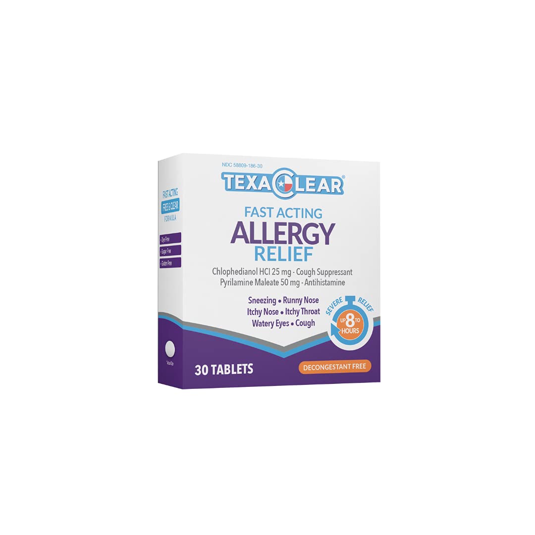 TexaClear Allergy Relief Tablets – Fast-Acting, 30 Count