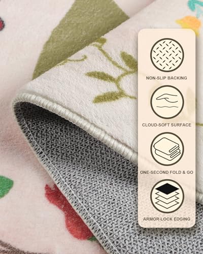 Tapete Boho Lavable 4x6 Floral Antideslizante Beige miniatura 3