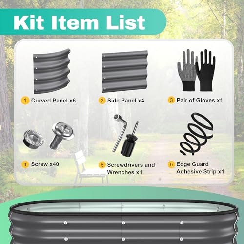 Rujkodvh 2PCS 4x2x1 FT Oval Metal Raised Garden Bed Kit, Open Bottom Design Elevated Garden Planter Box Outdoor, Trough Planter for Outdoor Plants, Flower, Vegetables, Fruit, Herbs (Dark Gray) by Rujkodvh - Used condition - Image 3