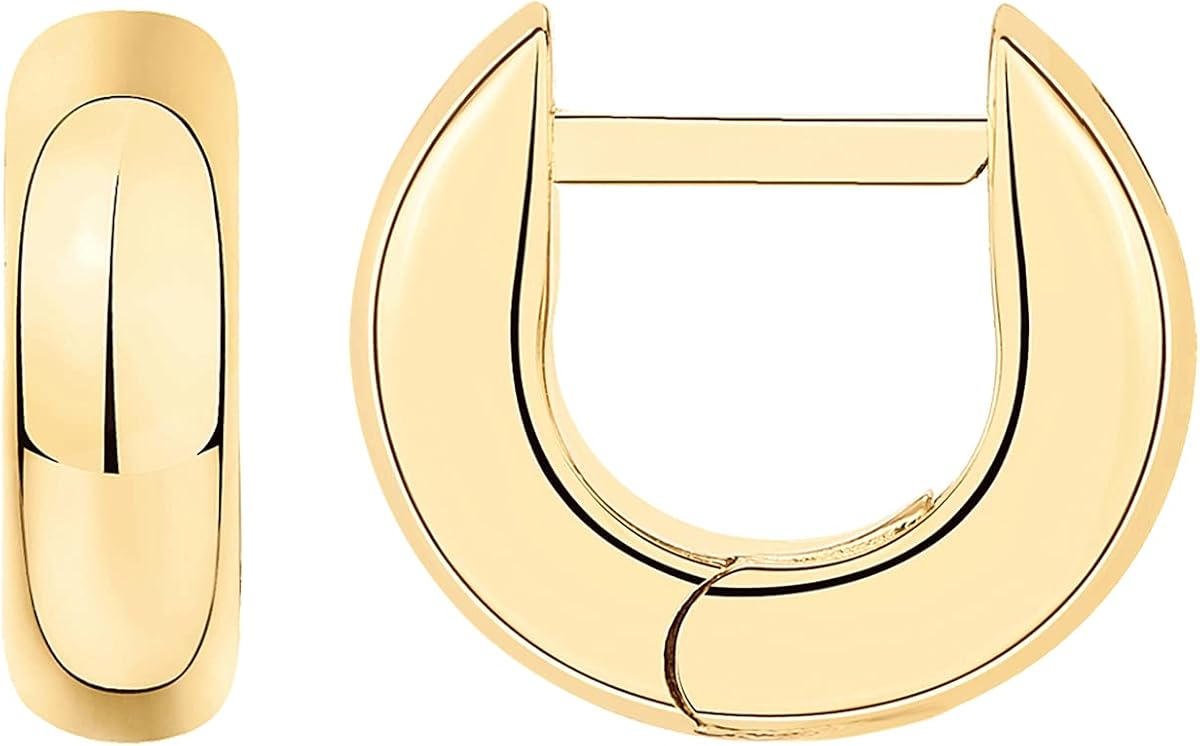 Pendientes Huggie gruesos chapados en oro de 14 quilates para mujer, pendientes de aro pequeños