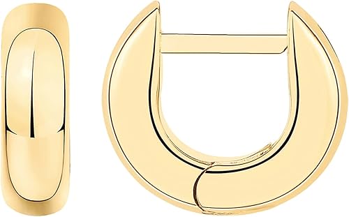 PAVOI Aretes de broquel tipo miniarracadas de plata de ley 925, chapados en oro de 14 quilates, con poste, ultragrueso, para mujer