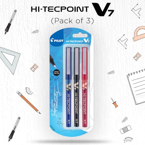 Image of Pilot V7 Liquid Ink Roller Ball Pen (1 Blue + 1 Black + 1 Red),multicoloured,9000014717