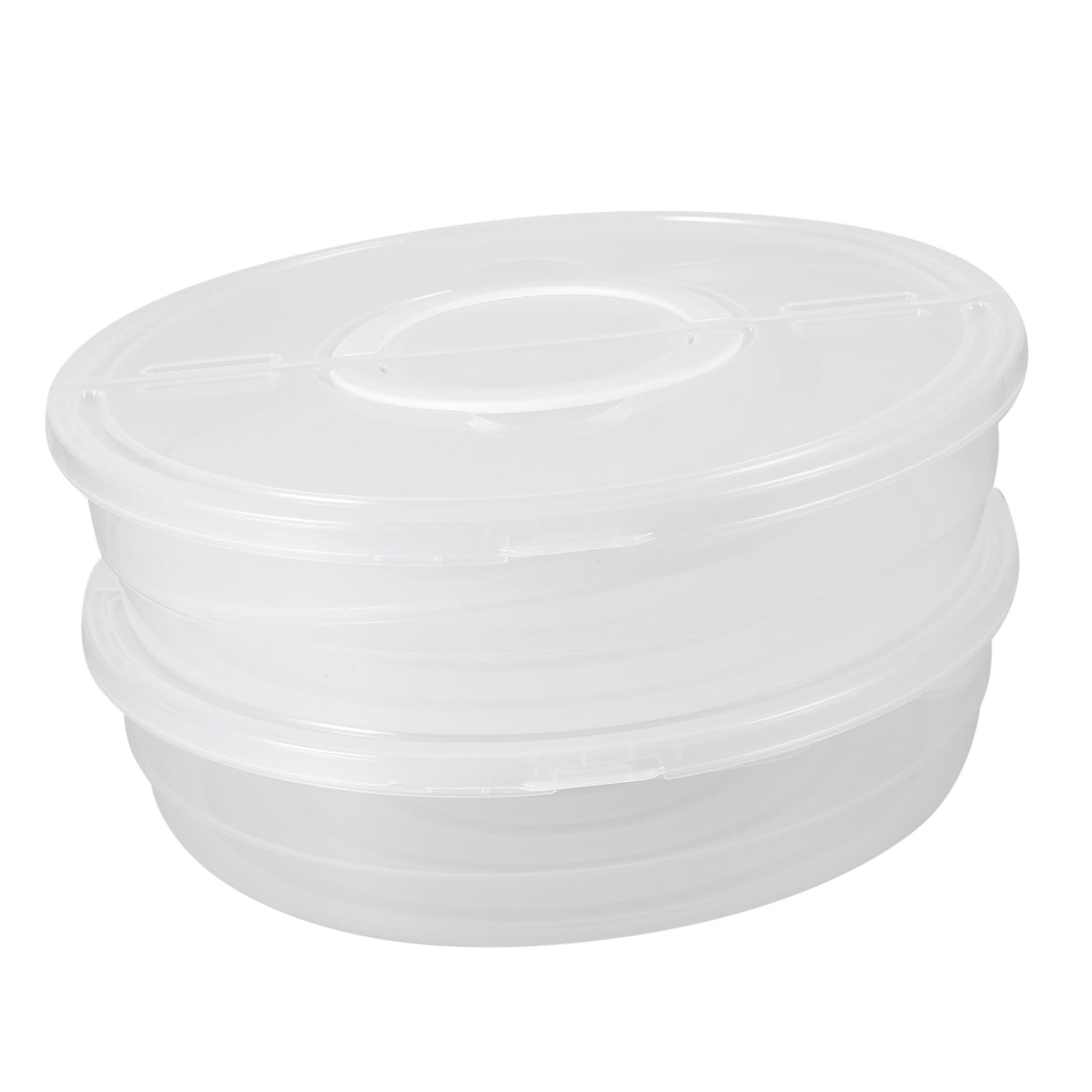 SECFOU Juego de 2 Recipientes de Plástico con Tapa y Asa, Reutilizables y Aptos para Microondas, Soporte para Pizza y Pasteles en Restaurantes y Almacenamiento de Alimentos